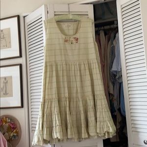 Pale green cotton check pinafore dress